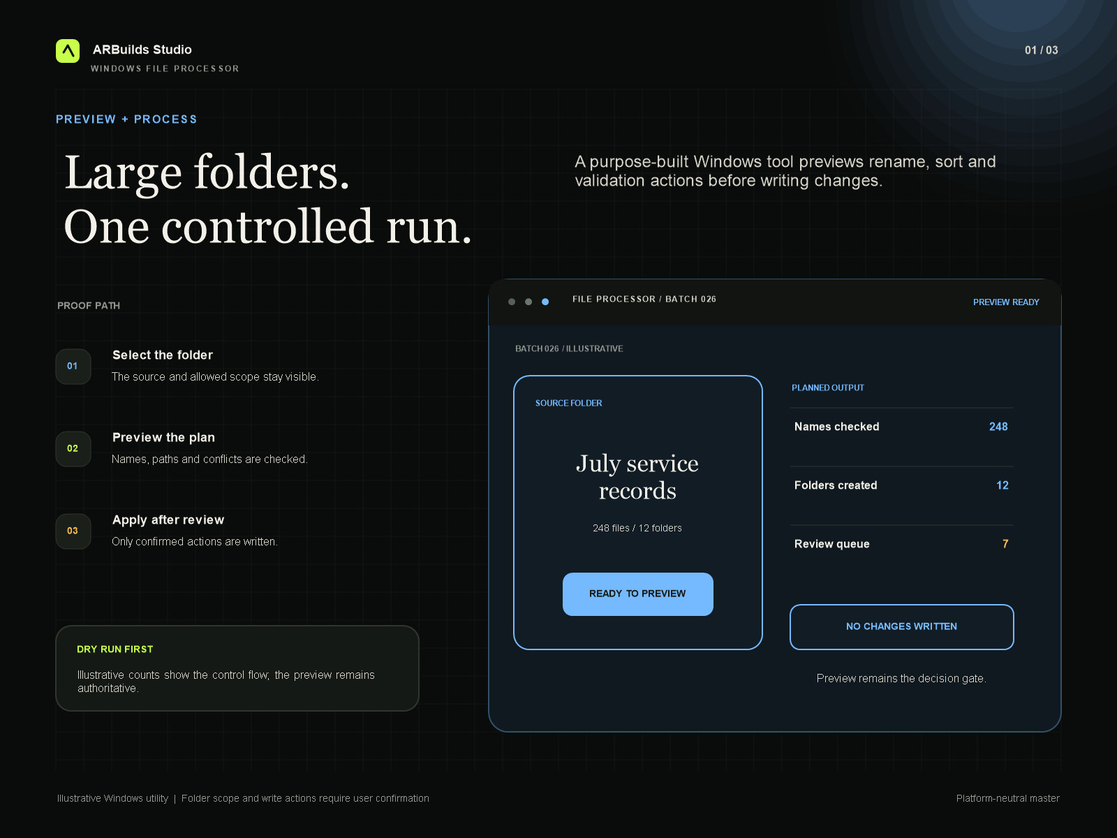 File processor project overview, primary interface, and proof path.